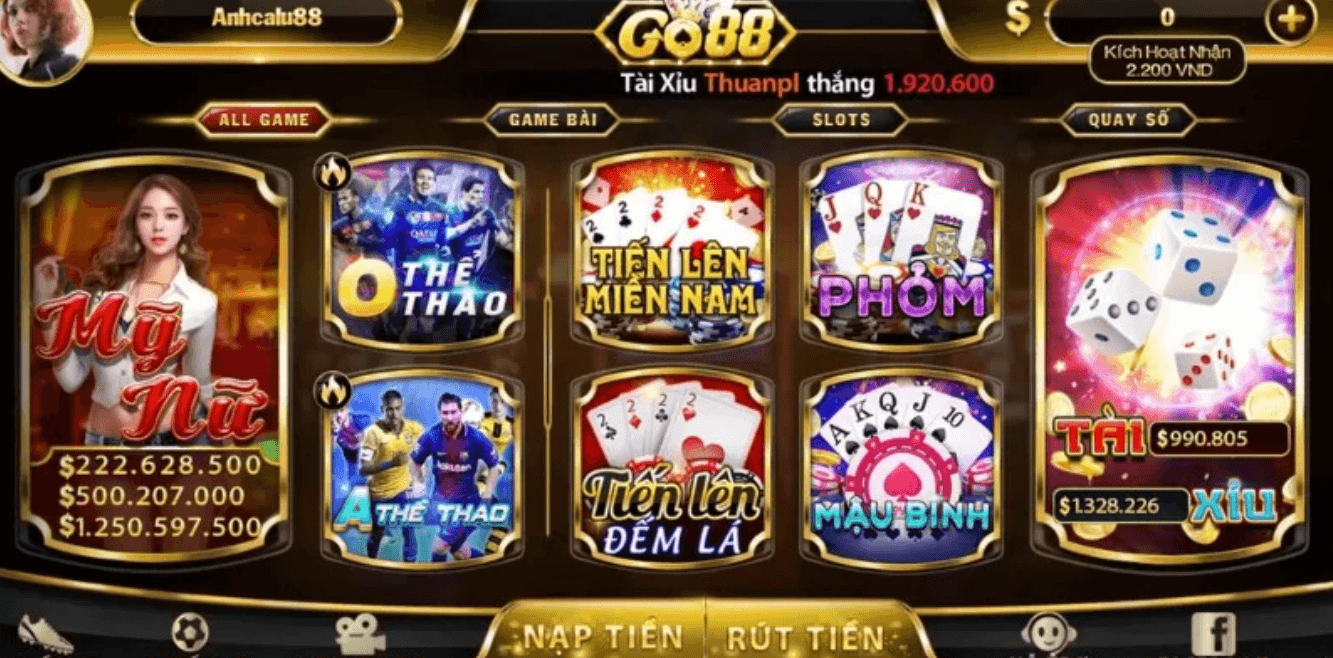 Giao diện Cổng game Go88 đẹp